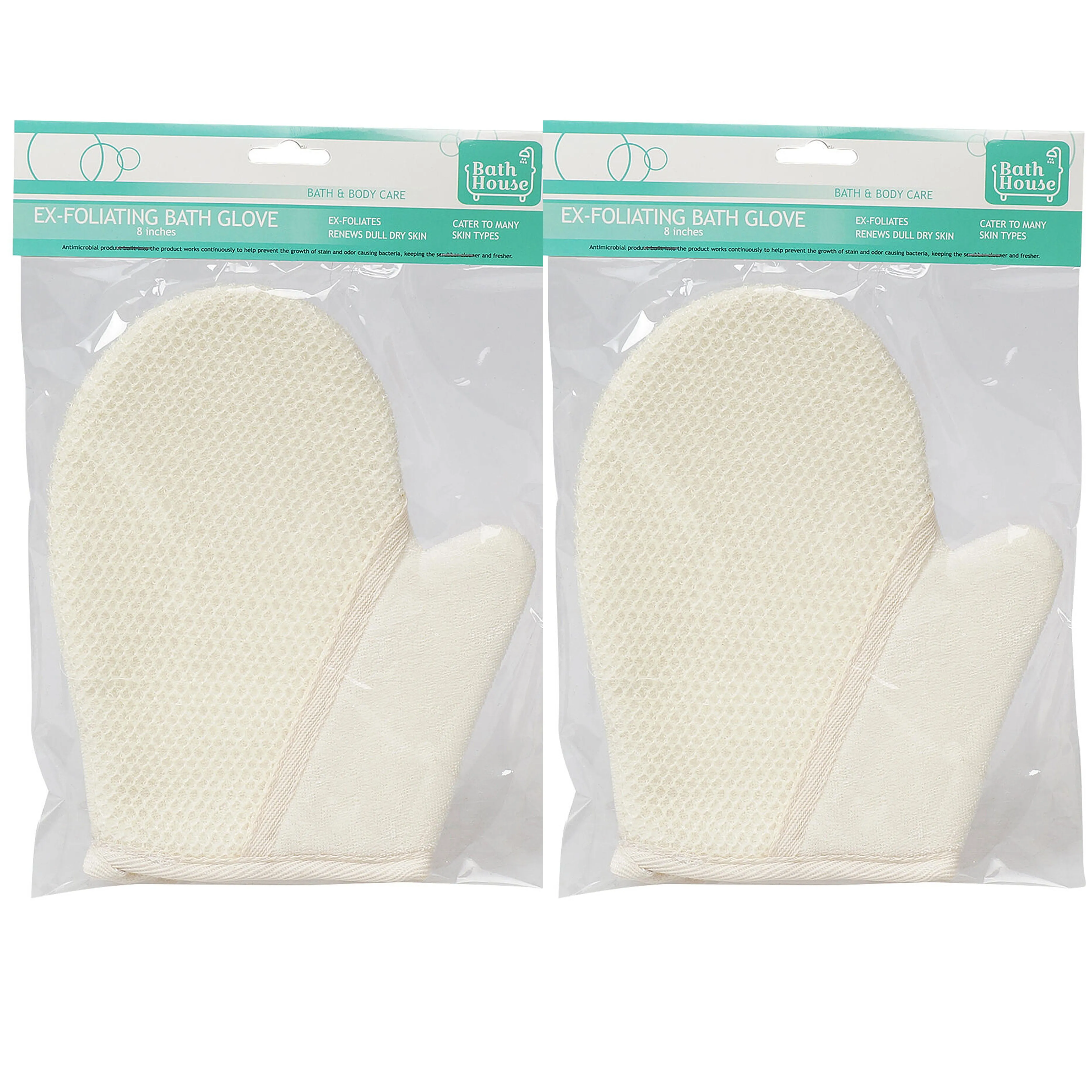 2 Exfoliating Bath Body Glove Spa Sponge Loofah Loofa Sisal Mitt Scrubber Shower