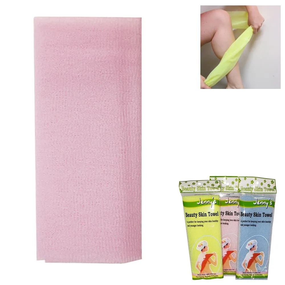 6 New Japanese Beauty Skin Cloth Exfoliating Body Nylon Wash Towel Bath Scrubber