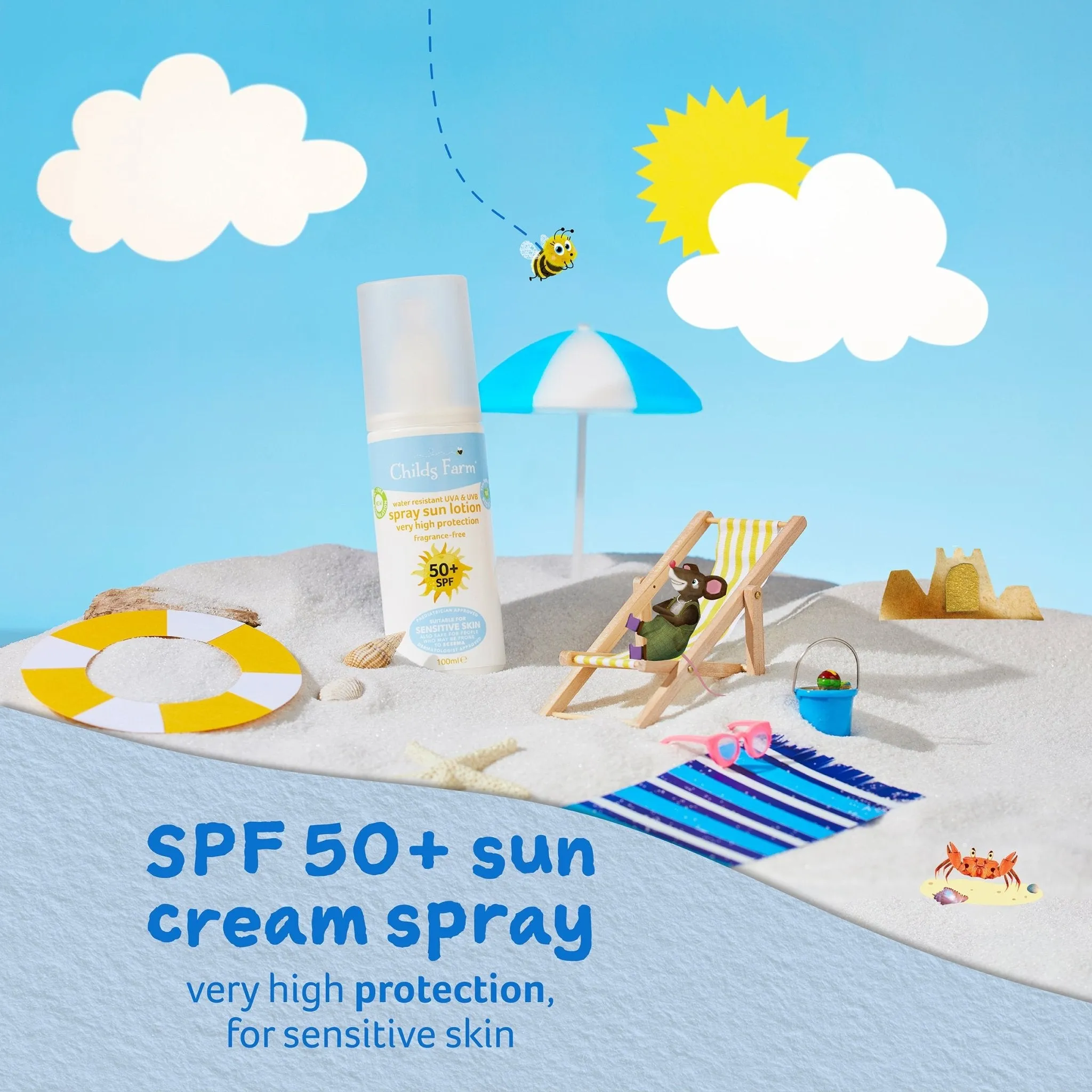 Childs Farm 50  SPF sun lotion spray fragrance-free