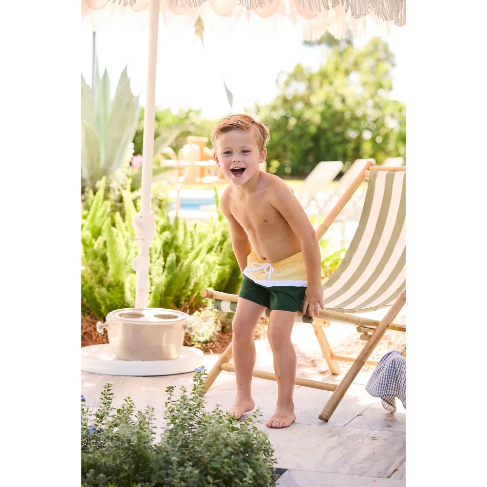 Colorblock Bayshore Swim Trunk -- Lemon/Hunter