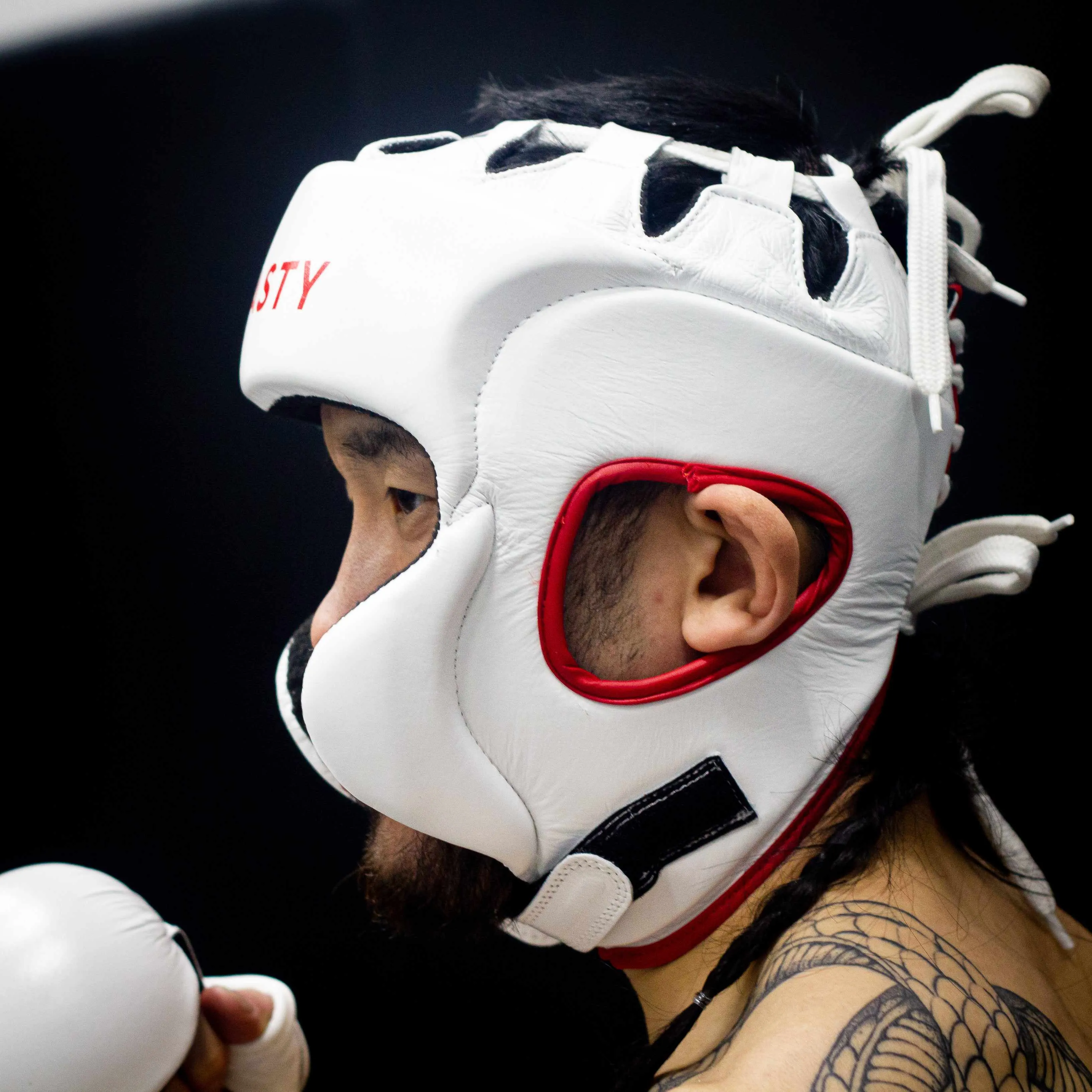 Dynasty Ultralight Pro MMA Headgear (White / Red)