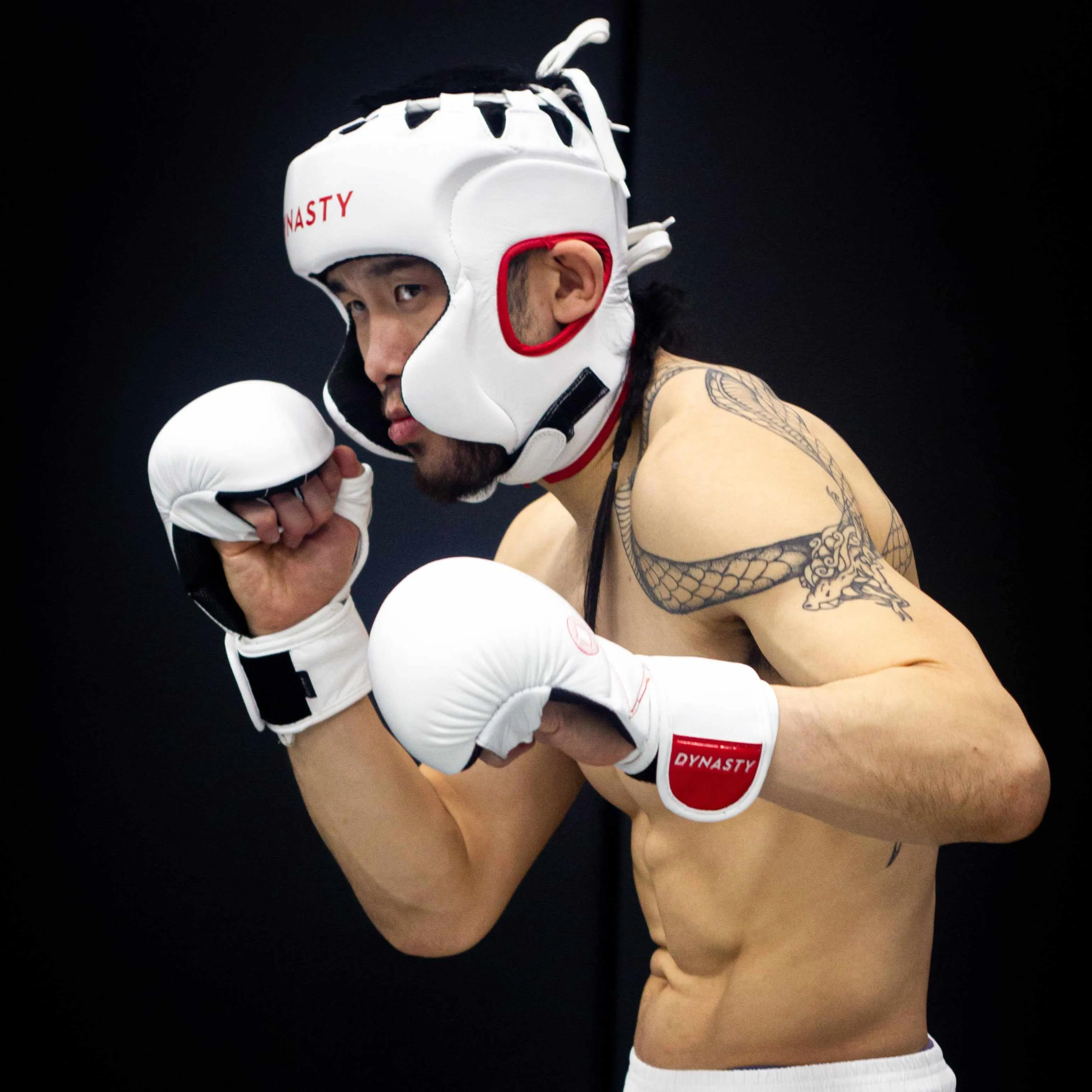 Dynasty Ultralight Pro MMA Headgear (White / Red)