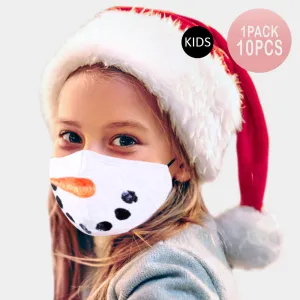 iLLASPARKZ 10PCS - Snowman Lip Print Cotton Kids Fashion Masks