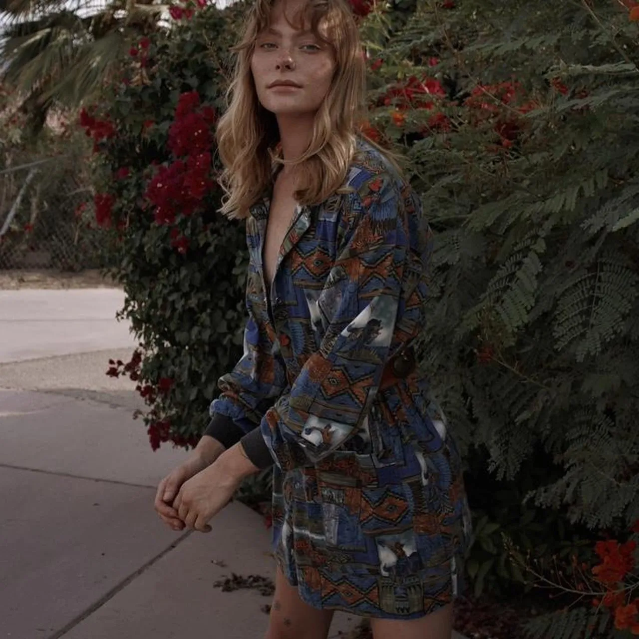 Vintage 90s Western Novelty Print Mini Dress Tunic